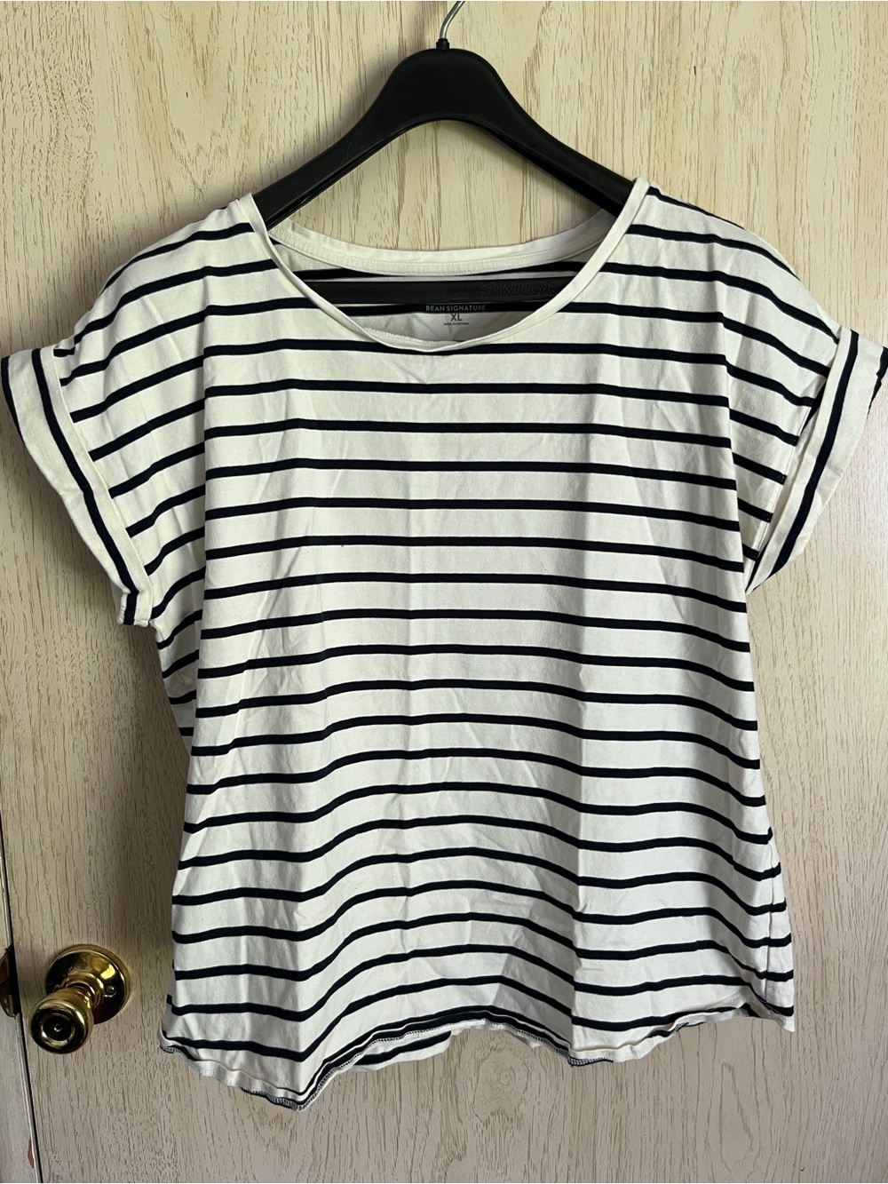 L.L. Bean Signature Cap Sleeve Striped Shirt Sz XL